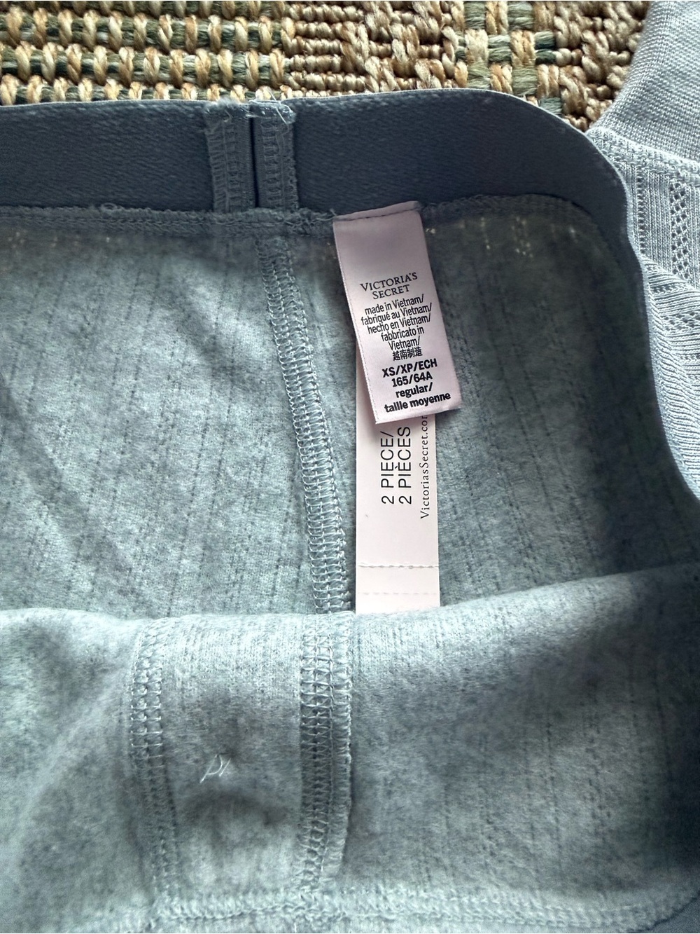 NWT Victoria’s Secret Cozy Pointelle Henley Long Panama Set Light Gray - Picture 4 of 5